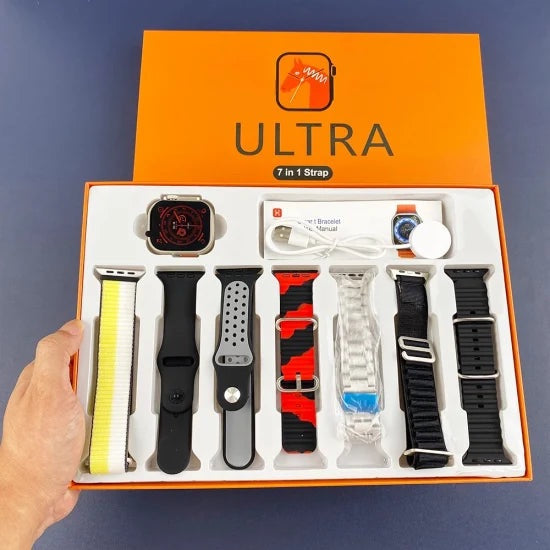 ULTRA 7iN1 Straps 2.1 Inch HD Screen With 7 Different Straps Bluetooth Calling Smart Watch